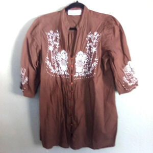 Denim 24/7 embroidery top ( bag J )